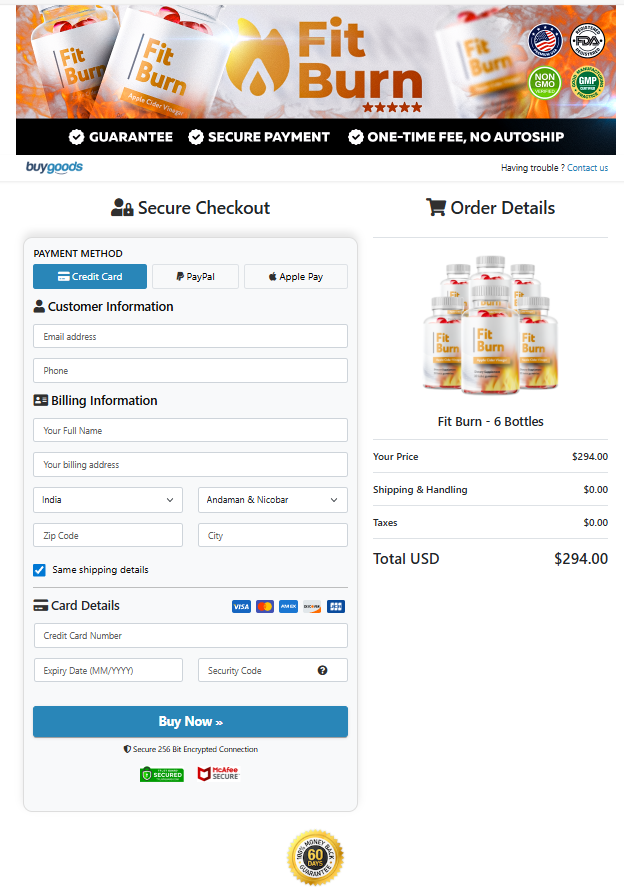 Fit Burn Secure Order Form